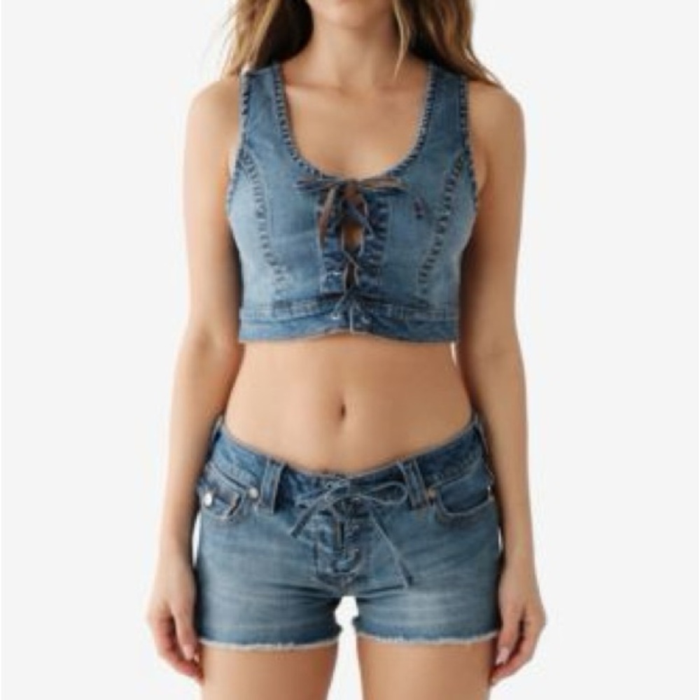 True Religion Lace Up Top And Shorts